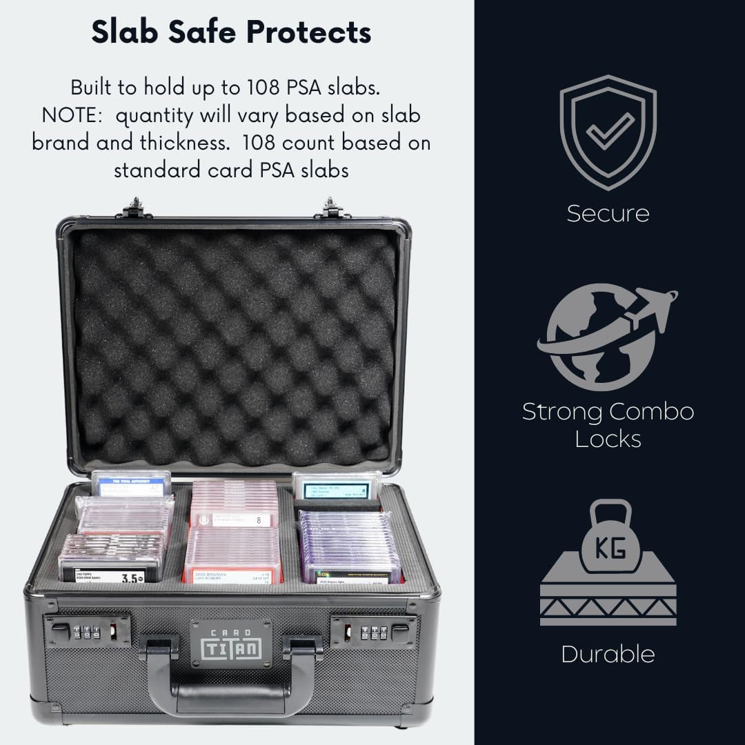 Slab Safe Premium Trading Card Storage Box - 3 Row Lockable Sports Card Case Wit