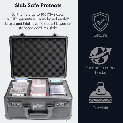 Slab Safe Premium Trading Card Storage Box - 3 Row Lockable Sports Card Case Wit
