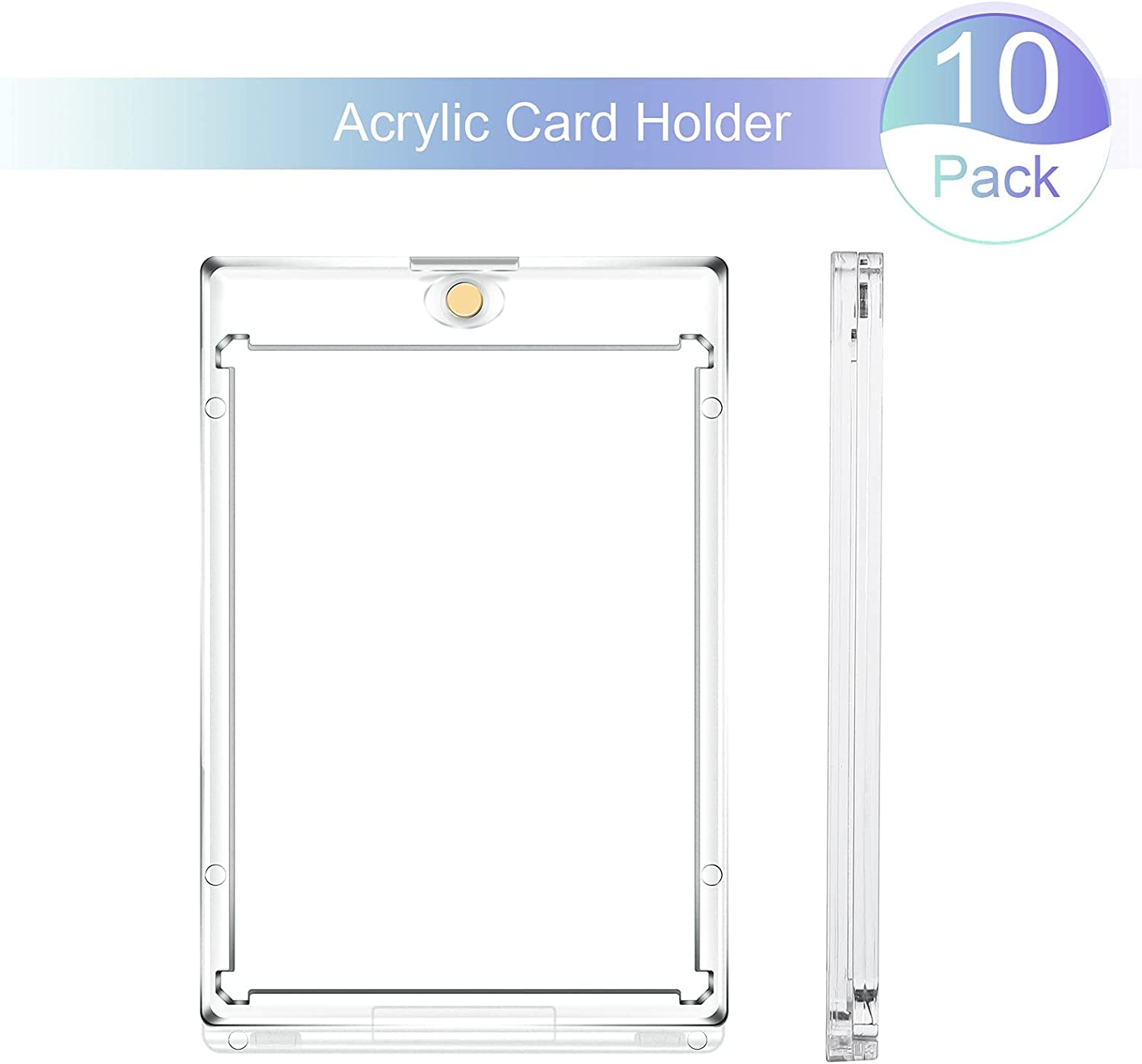 10 Pcs Magnetic Card Holders 35 Pt Hard Trading Cards Cases Protector Acrylic Clear Display Case for Baseball Football Soccer Sports Game Storage