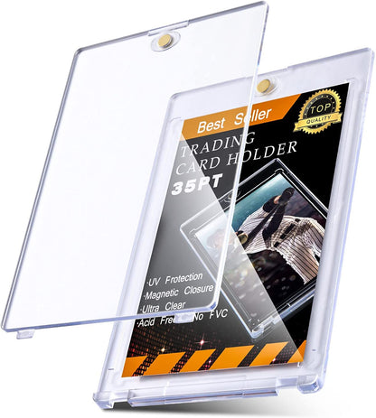 10 Pcs Magnetic Card Holders 35 Pt Hard Trading Cards Cases Protector Acrylic Clear Display Case for Baseball Football Soccer Sports Game Storage